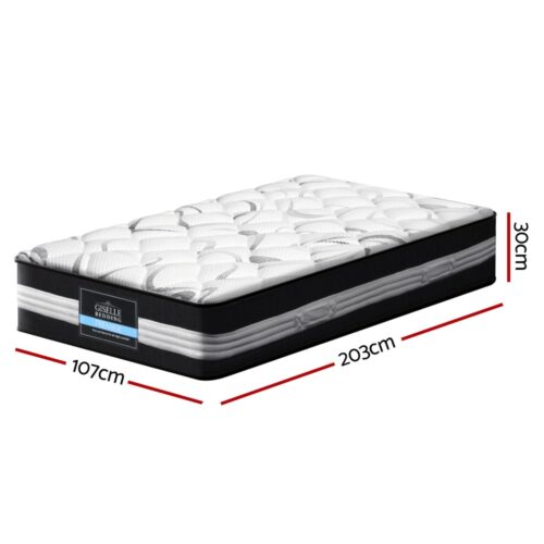Giselle Bedding 30cm Mattress Euro Top Pocket Spring Bed Medium Firm King Single - Image 2