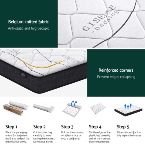 Giselle Bedding 16cm Mattress Tight Top Bed Medium Firm Bonnell Spring King - Image 6