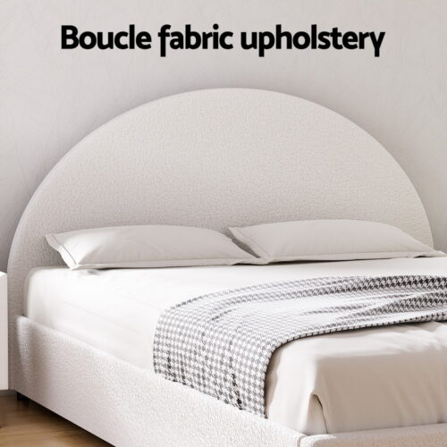 Artiss Bed Frame Gas Lift Storage Beds Base Platform Boucle Fabric Queen ELLA - Image 4