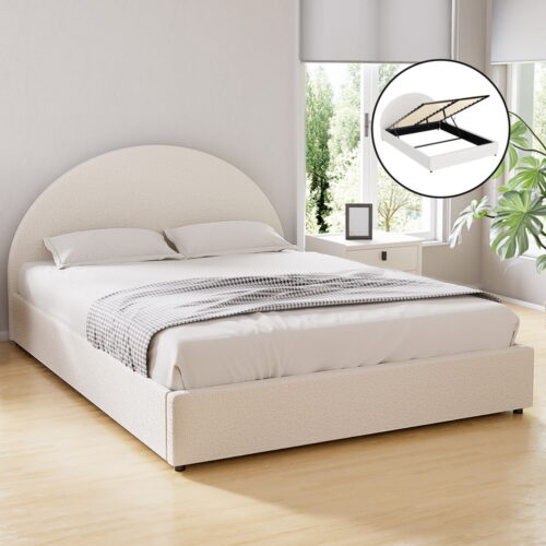 Artiss Bed Frame Gas Lift Storage Beds Base Platform Boucle Fabric Queen ELLA - Image 7