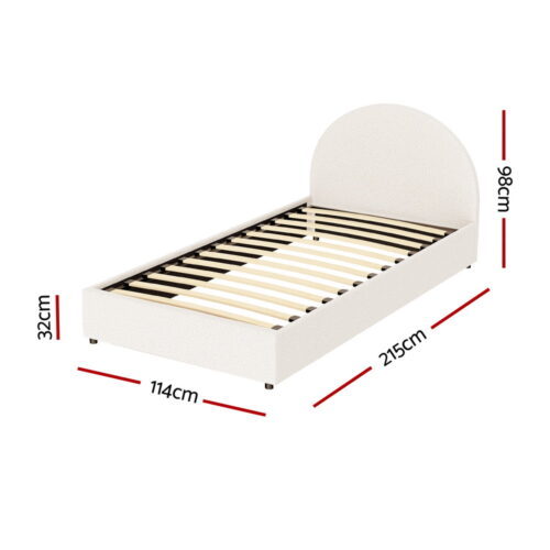 Artiss Bed Frame Gas Lift Strorage Beds Base Platform Boucle Fabric King Single ELLA - Image 2