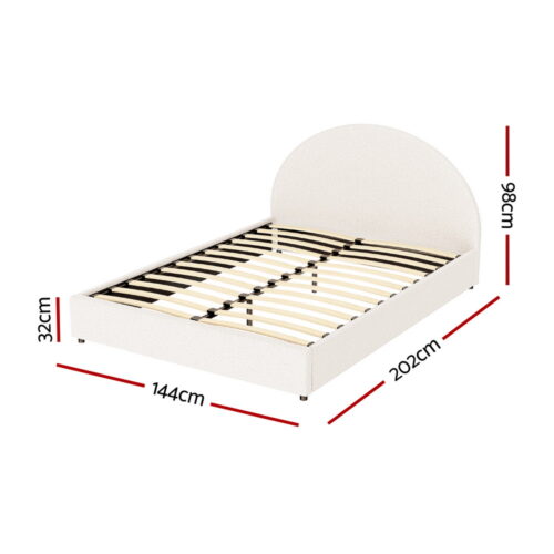 Artiss Bed Frame Gas Lift Strorage Beds Base Platform Boucle Fabric Double ELLA - Image 2