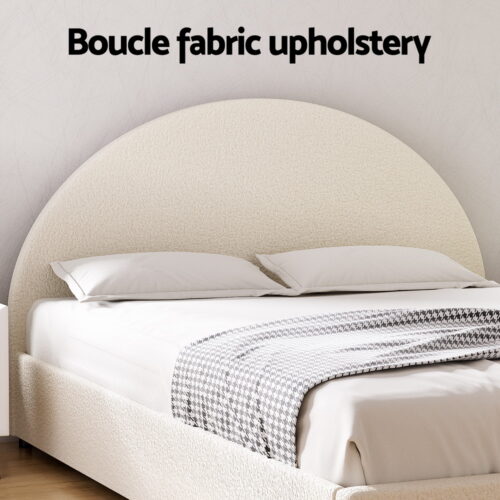 Artiss Bed Frame Gas Lift Strorage Beds Base Platform Boucle Fabric Double ELLA - Image 4