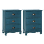 Artiss 2x Bedside Table 3 Drawers Side Table Storage Cabinet Nightstand THYME