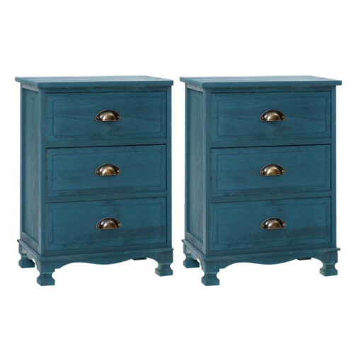 Artiss 2x Bedside Table 3 Drawers Side Table Storage Cabinet Nightstand THYME