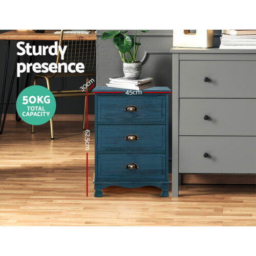 Artiss 2x Bedside Table 3 Drawers Side Table Storage Cabinet Nightstand THYME - Image 7