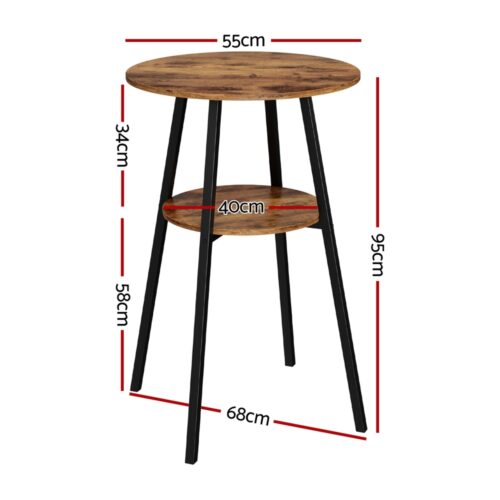 Artiss Industrial Bar Table 2-Tier Organizer Weather-Resist MDF Top Steel Frame - Image 2
