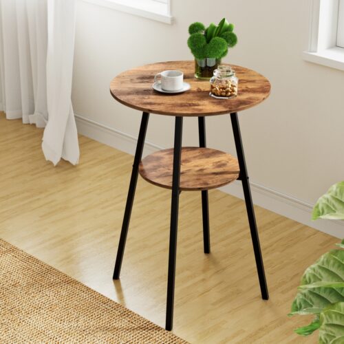 Artiss Industrial Bar Table 2-Tier Organizer Weather-Resist MDF Top Steel Frame - Image 7