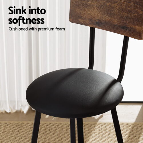 Artiss 4X Industrial Bar Stools Upholstered Counter Chairs Cushioned Steel Frame - Image 5