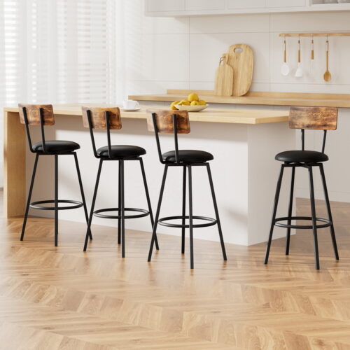 Artiss 4X Industrial Bar Stools Upholstered Counter Chairs Cushioned Steel Frame - Image 7