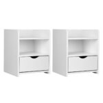 Artiss 2X Bedside Table Drawers Side Table Storage Cabinet Nightstand White FARA