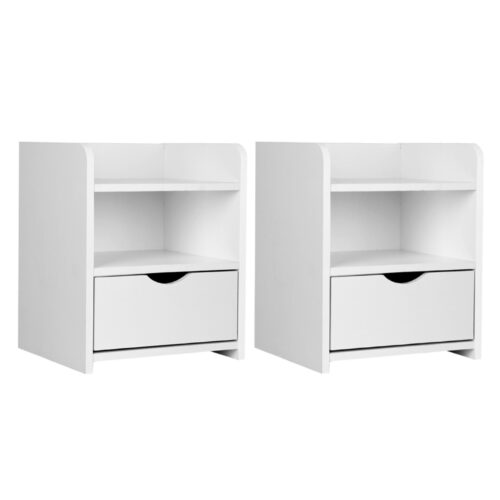 Artiss 2X Bedside Table Drawers Side Table Storage Cabinet Nightstand White FARA
