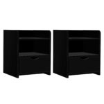 Artiss 2X Bedside Table Drawers Side Table Storage Cabinet Nightstand Black FARA