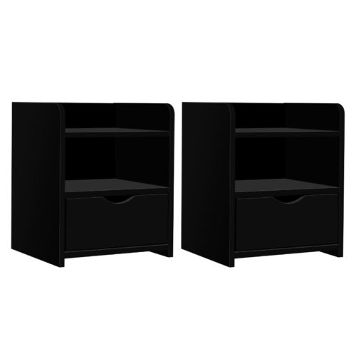 Artiss 2X Bedside Table Drawers Side Table Storage Cabinet Nightstand Black FARA