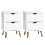 Artiss 2X Bedside Table Drawer Side Table Storage Cabinet Nightstand White BODEN
