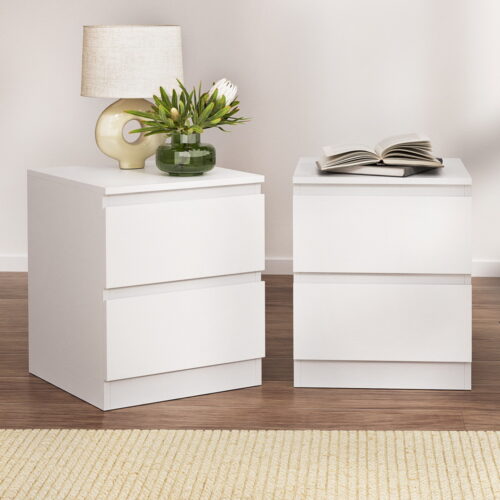 Artiss 2x Bedside Table Drawers Side Table Storage Cabinet Nightstand White PEPE - Image 8
