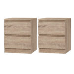 Artiss 2x Bedside Table Drawers Side Table Storage Cabinet Nightstand Oak PEPE