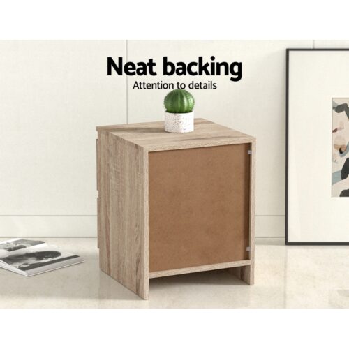 Artiss 2x Bedside Table Drawers Side Table Storage Cabinet Nightstand Oak PEPE - Image 5