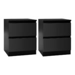 Artiss 2x Bedside Table Drawers Side Table Storage Cabinet Nightstand Black PEPE