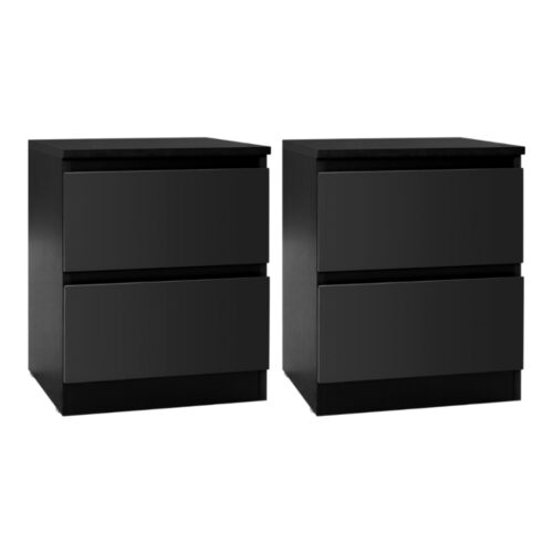 Artiss 2x Bedside Table Drawers Side Table Storage Cabinet Nightstand Black PEPE