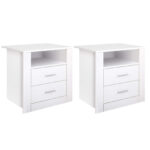Artiss 2x Bedside Table Storage Drawers Side Shelf Nightstand TARA White