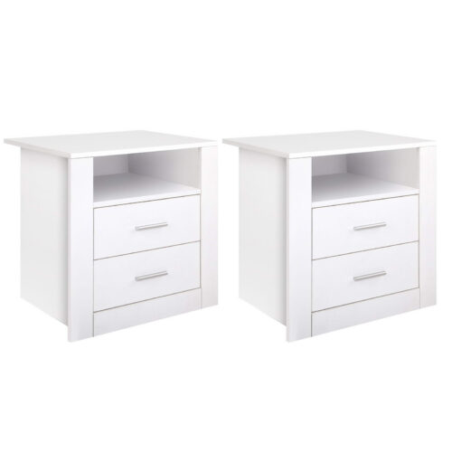Artiss 2x Bedside Table Storage Drawers Side Shelf Nightstand TARA White