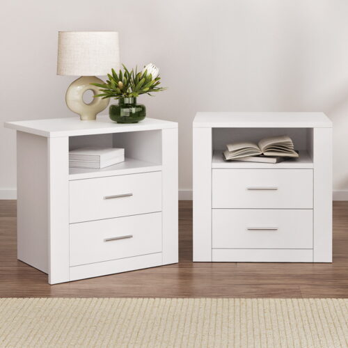 Artiss 2x Bedside Table Storage Drawers Side Shelf Nightstand TARA White - Image 8
