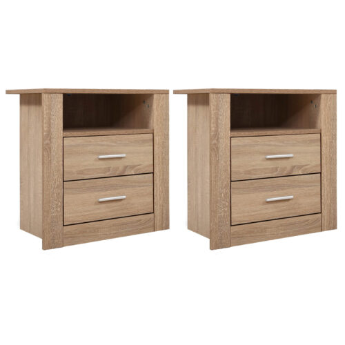 Artiss 2X Bedside Table 2 Drawers with Shelf TARA Oak