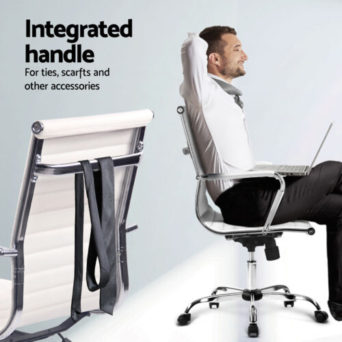 Artiss Computer Desk Office Chair Set PU Leather Wall Mount Foldable Table White - Image 7