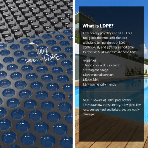 Aqua Buddy Pool Cover 600 Micron 7x4m Swimming Pool Solar Blanket Blue Black - Image 4