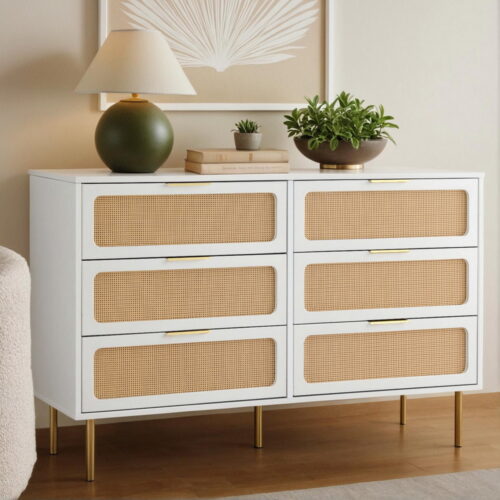 Artiss Chest of 6 Drawers Lowboy Cabinet White - Image 8