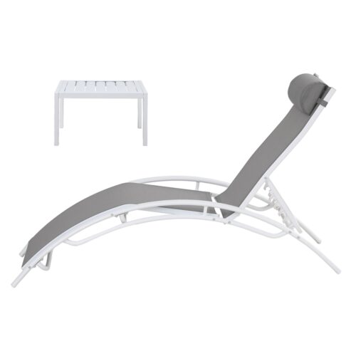 Gardeon 3PC Sun Lounge Outdoor Lounger Table Chairs Steel Patio Furniture Garden - Image 3
