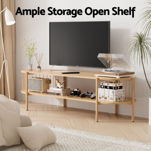 Artiss TV Unit Entertainment Unit Storage Shelf 148cm Pine - Image 5