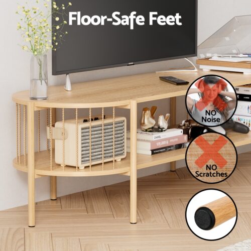 Artiss TV Unit Entertainment Unit Storage Shelf 148cm Pine - Image 6