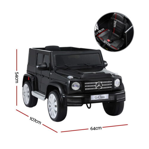 Kids Ride On Car Licensed Mercedes-Benz G500 Electric Toys Horn Remote 12V Black - Image 2