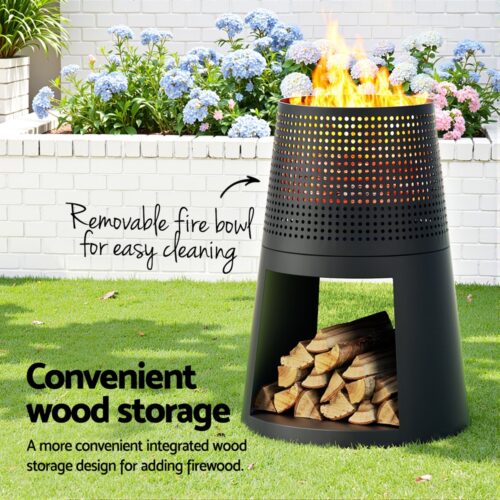 Grillz Fire Pit Deep Bowl Iron Outdoor Fireplace - Image 5
