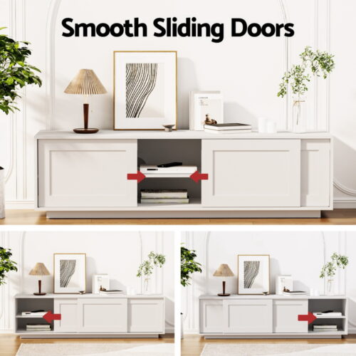 Artiss TV Unit Entertainment Unit Storage Cabinet 160cm White - Image 5