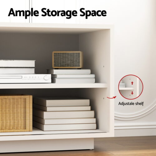 Artiss TV Unit Entertainment Unit Storage Cabinet 160cm White - Image 6