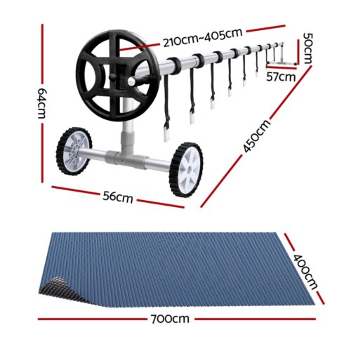 Aqua Buddy Pool Cover 600 Micron 7x4m w/ Roller 4m Swimming Pools Black Solar Blanket - Image 2