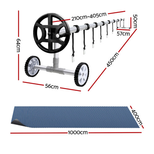 Aqua Buddy Pool Cover 600 Micron 10x4m w/ Roller 4m Swimming Pools Black Solar Blanket - Image 2