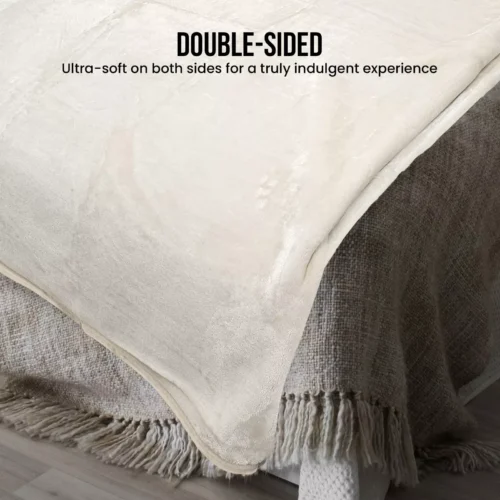 Laura Hill XL Double-Sided Oversized Faux Mink Blanket 305x305cm Beige - Image 6