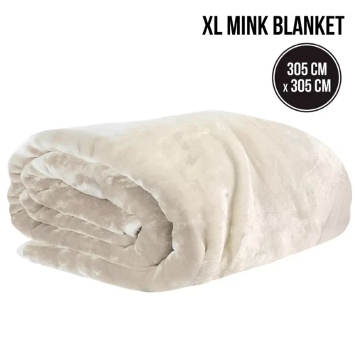 Laura Hill XL Double-Sided Oversized Faux Mink Blanket 305x305cm Beige - Image 2