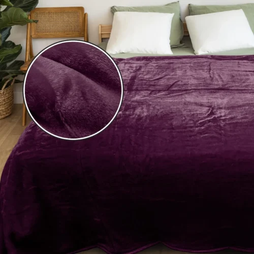 Laura Hill XL Double-Sided Oversized Faux Mink Blanket 305x305cm Purple - Image 4