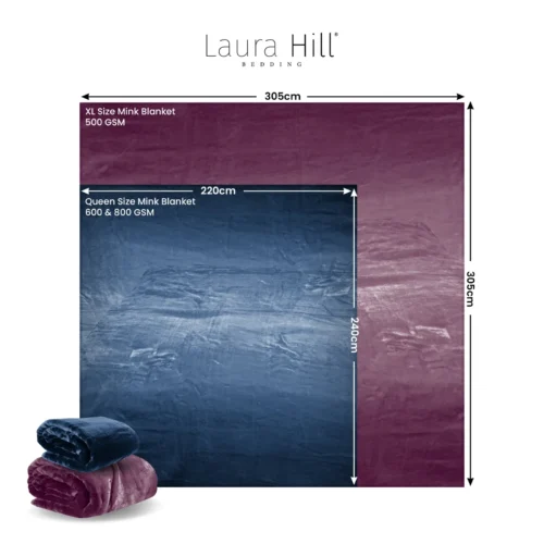 Laura Hill XL Double-Sided Oversized Faux Mink Blanket 305x305cm Purple - Image 5