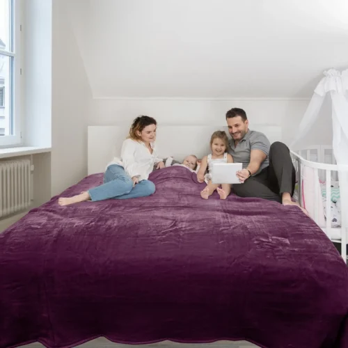 Laura Hill XL Double-Sided Oversized Faux Mink Blanket 305x305cm Purple - Image 12