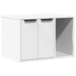 Cat Litter Box Enclosure White 60x40x40cm Engineered Wood