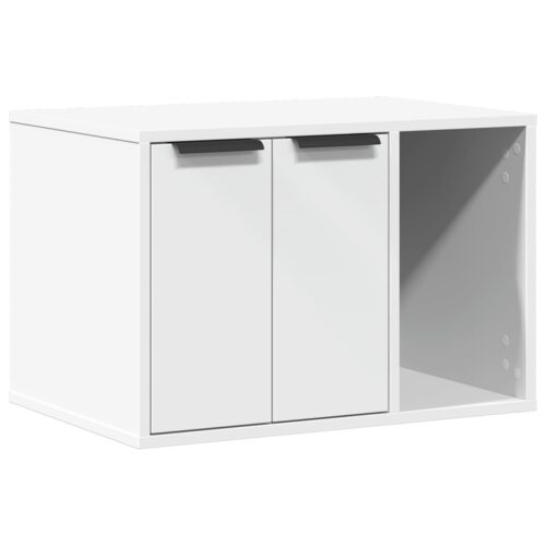 Cat Litter Box Enclosure White 60x40x40cm Engineered Wood