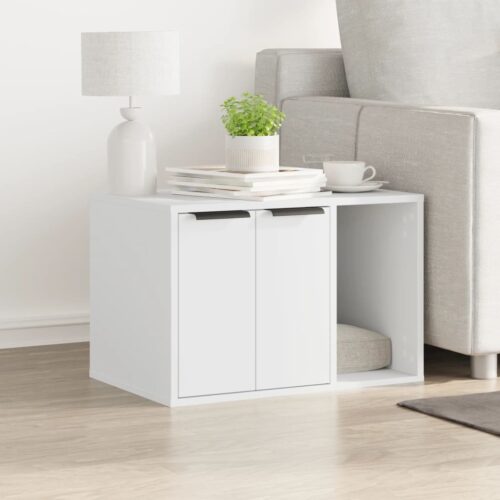 Cat Litter Box Enclosure White 60x40x40cm Engineered Wood - Image 3