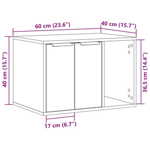 Cat Litter Box Enclosure White 60x40x40cm Engineered Wood - Image 11