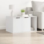 Cat Litter Box Enclosure White 80x50x45cm Engineered Wood